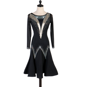 Robe de <span class=keywords><strong>danse</strong></span> latine à paillettes pour femmes, longue, sexy, vêtement de salon, jupe de compétition de bal, jupe à pampilles, nouvelle collection - Product Image 5