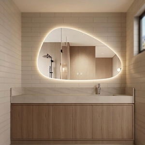 Espejo Decorativo Asimétrico de Vidrio Flotado con Retroiluminación LED Inteligente, Estilo Art Deco, Tamaño Personalizado, Fabricado en Shandong, <span class=keywords><strong>ECOLIVING</strong></span> - Product Image 4