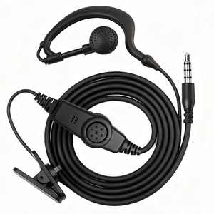 Écouteur pour talkie-walkie en plastique noir certifié CE avec sangle d'épaule pour personnel de sécurité et gardes du corps - Product Image 1