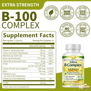 Capsules de <span class=keywords><strong>Vitamine</strong></span> B Complexe à Haute Absorption à <span class=keywords><strong>Prix</strong></span> Réduit, 60 Capsules Végétaliennes, Mélange Bioactif <span class=keywords><strong>B1</strong></span> <span class=keywords><strong>B6</strong></span> B12, Formule Premium, Stimule l'Énergie - Product Image 2