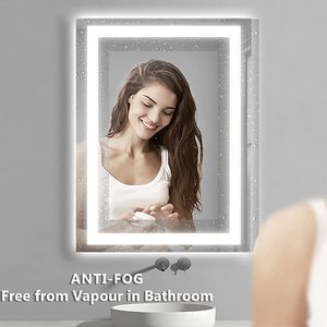 ETL Quality Modern Corrosion-resistant Silver Glass Rectangle Touch <strong>Sensor</strong> IP65 Rated LED <strong>Light</strong> Wall-Mounted Fogless <strong>Bathroom</strong> - Product Image 4