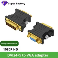 Adaptateur DVI 24+5 mâle vers VGA femelle avec transmission haute définition pour moniteur, téléviseur, projecteur, accessoires informatiques (cuivre)