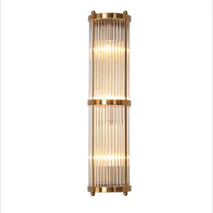 Golden Plated Roestvrij Staal Glas Antiek Messing Licht Moderne Hotel Chrome Crystal Wandlamp Crystal Blaker