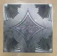 Panneaux de plafond décoratifs en PVC 3D sculptés, motif éventail, installation facile, plafond suspendu pour la décoration des espaces commerciaux