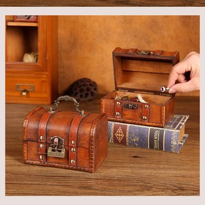 Boîte à trésors vintage en bois avec serrure à combinaison pour le rangement de bijoux, organisateur de bureau, boîte de rangement décorative - Product Image 3