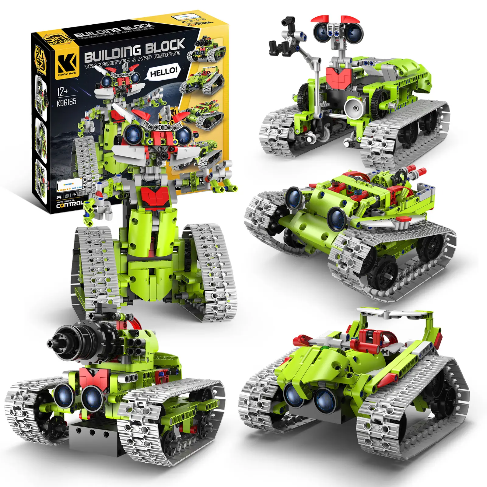Penjualan terlaris sains pendidikan batu bata 5 in 1 RC Robot teknik mobil tangki Model blok bangunan Set mainan untuk anak-anak