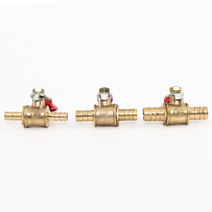 Valvola a sfera a doppia estremità in ottone con impugnatura rossa, piccola valvola a sfera pneumatica diritta <span class=keywords><strong>per</strong></span> inserimento nel tubo - Product Image 1
