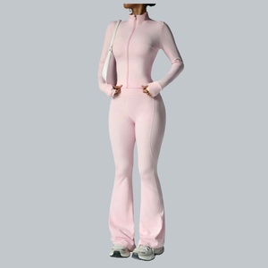 سترة رياضية للنساء مع فتحات للأصابع وأكمام طويلة، معطف للتمارين الرياضية، توب قصير للياقة البدنية، بنطلون واسع للجري - Product Image 5