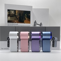 Ventilateur portable USB compact haute vitesse, style mecha transparent, avec lumière LED réglable sur 100 niveaux, haute résistance au vent, pour extérieur