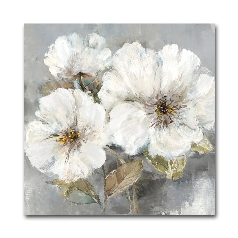 Wholesale Wall Decoration Modern Canvas Art White Flower Painting