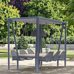 Set da Giardino con Sedia a Dondolo per 8 Persone con Tavolo, Sedia da Pranzo per Patio Impermeabile per Interni ed Esterni - Product Image 6