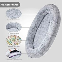 Lit pour chien de luxe ultra-large, lavable, certifié CE, de haute qualité, Sleep Tight, en mousse 3D douce, velours, peluche, orthopédique, ovale, solide