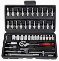 Juego de Llaves Multifuncionales para Reparación de Automóviles de 46 Piezas, Caja de Herramientas Manual Universal, Herramientas Manuales Pequeñas que Incluyen Juego de Vasos