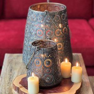 Lanterne à bougie en métal faite à la main, décoration suspendue en fer pour la maison de Noël de mariage-avec poignée - Product Image 6