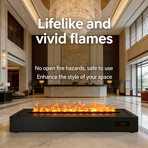 Cheminée électrique intelligente intégrée <span class=keywords><strong>avec</strong></span> effet de <span class=keywords><strong>flamme</strong></span> réaliste, <span class=keywords><strong>chauffage</strong></span> sûr pour patio, café, jardin, complexe hôtelier - Product Image 6