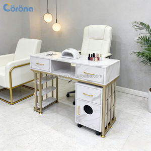 Muebles de Salón de Uñas de Estilo Moderno, Mesa de Manicura Blanca con Superficie de Mármol - Product Image 6