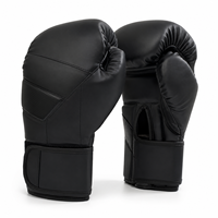 Gants de boxe professionnels en PU noir 8oz avec fermeture auto-agrippante, sangle de poignet réglable, pour entraînement et sparring, logo personnalisé OEM