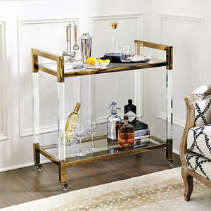 आधुनिक लक्जरी मिनी कॉफी बार मोबाइल कार्ट मूल कारखाने स्टेनलेस स्टील एक्रिलिक ट्रॉली होम होटल और डाइनिंग उपयोग के लिए - Product Image 2