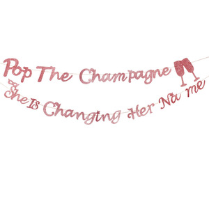 Verres en or rose Pop the pour le champagne <span class=keywords><strong>Elle</strong></span> change de nom Bannière en papier pailleté Fournitures de décoration pour enterrement de vie de garçon - Product Image 2