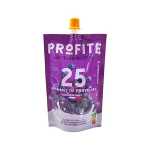 Pochette souple personnalisée avec bec verseur, imprimée en héliogravure, structure laminée PE/Al, pour emballage de boissons protéinées, résistante à l'humidité - Product Image 1