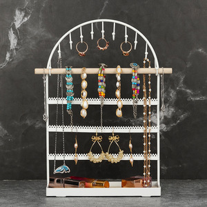 <span class=keywords><strong>Tige</strong></span> de <span class=keywords><strong>montre</strong></span> avec <span class=keywords><strong>bracelet</strong></span> Présentoir à bijoux multicouche avec collier Crochet Boucles d'oreilles Porte-clou Anneau Plateau - Product Image 6