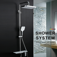 Colonne de douche thermostatique GAPPO Chrome carrée en laiton pour salle de bain avec système de pluie