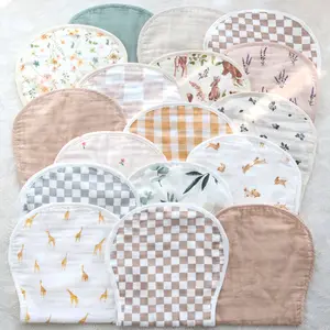 2023 Hot Baby Muslin Burp Cloth Set Organic Bamboo Cotton 10.6*22 inches Solid Color Floral Rainbow Boho Newborn Bibs