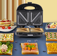 Machine à gaufres et à sandwichs multifonctionnelle en acier inoxydable 800W, antiadhésive, à double face chauffante, standard US/UE/Royaume-Uni, pour le marché transfrontalier