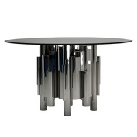 Table basse personnalisée, salon, table à manger ronde en verre, meubles pour cafés et restaurants