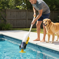 Robot de nettoyage de piscine sans fil à poignée longue, haute efficacité, à démarrage rapide, rechargeable pour un entretien durable de la piscine