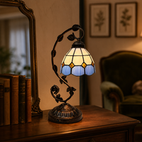   Lampe de table style vitrail rechargeable USB-C, abat-jour bronze antique Art Nouveau, pour hôtel, café, décoration intérieure