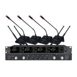 DA-8024 4 ch PLL Digital UHF <b>Wireless</b> Gooseneck Conference <b>Microphone</b> 60M Range Desktop Condenser Mic for Meeting Room - Product Image 1