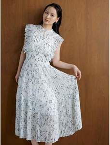 ซัสเทนาเดรสลำลองฤดูร้อนของผู้หญิงเดรสลายดอกไม้ยาวถึงพื้นแต่งระบายธรรมชาติพิมพ์ลายดิจิตอลซักได้ - Product Image 2