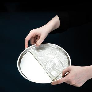 Bandeja redonda de acero inoxidable para servir y servir, bandeja para el desayuno, decoración elegante de granja, platos para servir, bandeja para platos - Product Image 5