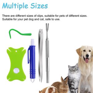 Ensemble d'outils anti-puces et anti-tiques approuvés par le vétérinaire-Kit d'élimination des tiques 5 en 1 avec acier inoxydable-Comprend une pochette Design portable pour animaux de compagnie - Product Image 5