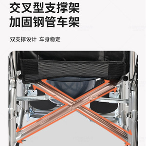 Pedestrians Folding <b>Commode</b> Wheelchair With Seat Black <b>Portable</b> For Elderly And Disabled Reclining Semi Reclining - Product Image 3