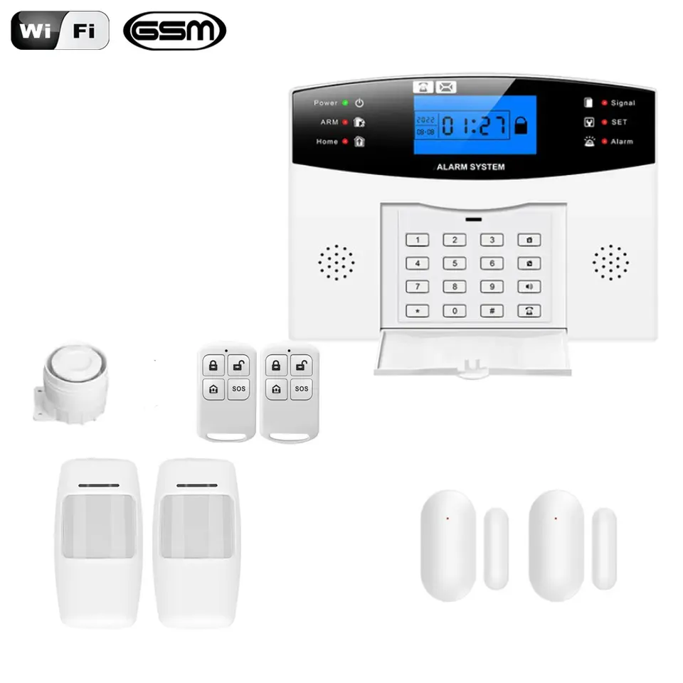 Sistema de alarma antirrobo de seguridad para el hogar, inalámbrico y con cable, funciona con WiFi 2,4G y GM M Network red