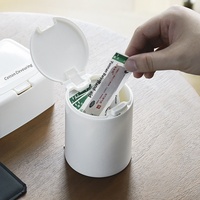 Organisateur de Compartiments Créatif en Plastique pour Coton-Tiges et Aiguilles à Coudre, Boîte de Rangement de Bureau Minimaliste à Tiroir Pop-Up à Pression
