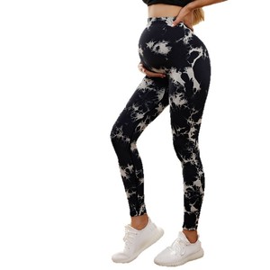 Leggings <span class=keywords><strong>de</strong></span> maternité tie-dye personnalisés avec logo, taille haute, soutien du ventre, effet push-up, extensibles et sans coutures, pour femmes enceintes, pour l'entraînement. - Product Image 4