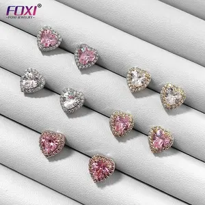 Pendientes <span class=keywords><strong>de</strong></span> Corazón Foxi Mini Chapados <span class=keywords><strong>en</strong></span> <span class=keywords><strong>Oro</strong></span>, Joyas <span class=keywords><strong>de</strong></span> Moda <span class=keywords><strong>de</strong></span> Latón con Circonita Cúbica, Estilo Lindo para Fiestas, Bodas, Regalos - Product Image 3