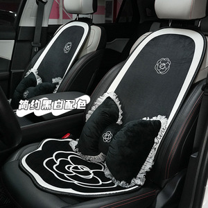 Coussins de siège de voiture Camellia, ensemble complet, en peluche, hiver, décoratifs pour l'avant - Product Image 2