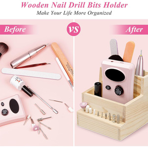 <b>Wooden</b> Storage Box Nail Tool Organizer With Drawers And Partitions For Makeup Brush And <b>Drill</b> <b>Bits</b> - Product Image 4