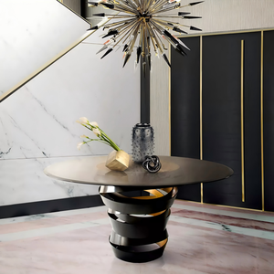 Mesa Redonda de Acero Inoxidable de Lujo, Diseño Moderno, Mesa de Comedor Artística de Alta Gama para Villas, Restaurantes y Hogares - Product Image 4