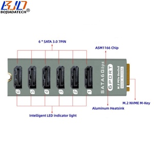 Адаптер-карта ASM1166 с 6 разъемами SATA 3.0 для интерфейса NGFF M.2 NVME Key-M, в алюминиевом корпусе, для жестких дисков - Product Image 2