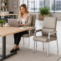 Chaise de réception de bureau ergonomique moderne de luxe avec cadre métallique et accoudoirs