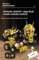 Bloques de Construcción de Robots Programables, Control Remoto Eléctrico, Megatron Transformable Cinco en Uno, Ensamblaje Educativo