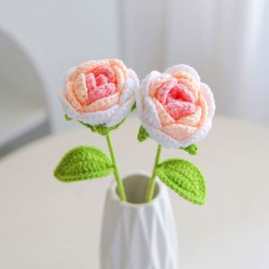 Flores de Rosa Acrílicas Económicas al por Mayor, Hechas a Mano, Tejidas a Crochet, Decoración Artificial para el Día de San Valentín y Navidad - Product Image 5