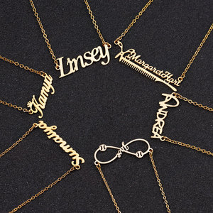 Custom 316L Stainless Steel 14k 18k Gold Plated <b>Name</b> <b>Plate</b> Signature Nameplate Personalized Necklace for Women Men wholesale - Product Image 2
