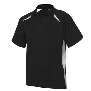 Custom Breathable Polyester Contrast Side Inset Self Fabric Collar Button Placket Polo Shirts