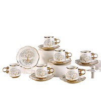 Ensembles de tasses à café en céramique galvanisée de vente chaude ensemble de tasses à thé arabes de 6 pièces petite tasse à expresso et soucoupe coffret cadeau